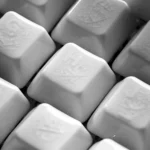 A gallery of handcrafted ice crack ceramic keycaps set, each revealing its unique natural crackle texture and translucent white elegance from diverse perspective.