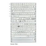 Subtle Multi-Tone White Zen PBT Keycaps set, showcasing its clean lines and harmonious multi-tonal design from various angles.