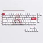 Iconic Zero Two National Team 02 74-key side-printed backlit PBT keycaps set, featuring vibrant pink/red glow for 60/68 keyboards.