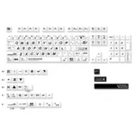 Detailed view of a full set of 01 Japanese PBT keycaps set, highlighting their minimalist design, crisp Kanji legends, and robust PBT material from various angles.