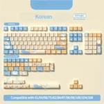 Adorable 144-key duck PBT keycaps set, XDA profile with Korean legends, showcasing whimsical cartoon ducks for a playful keyboard.