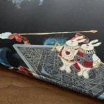 Whimsical Alice in Wonderland Mouse Pad, vibrant and enchanting, featuring detailed artistic illustrations from a unique angle, perfect for creative setup.