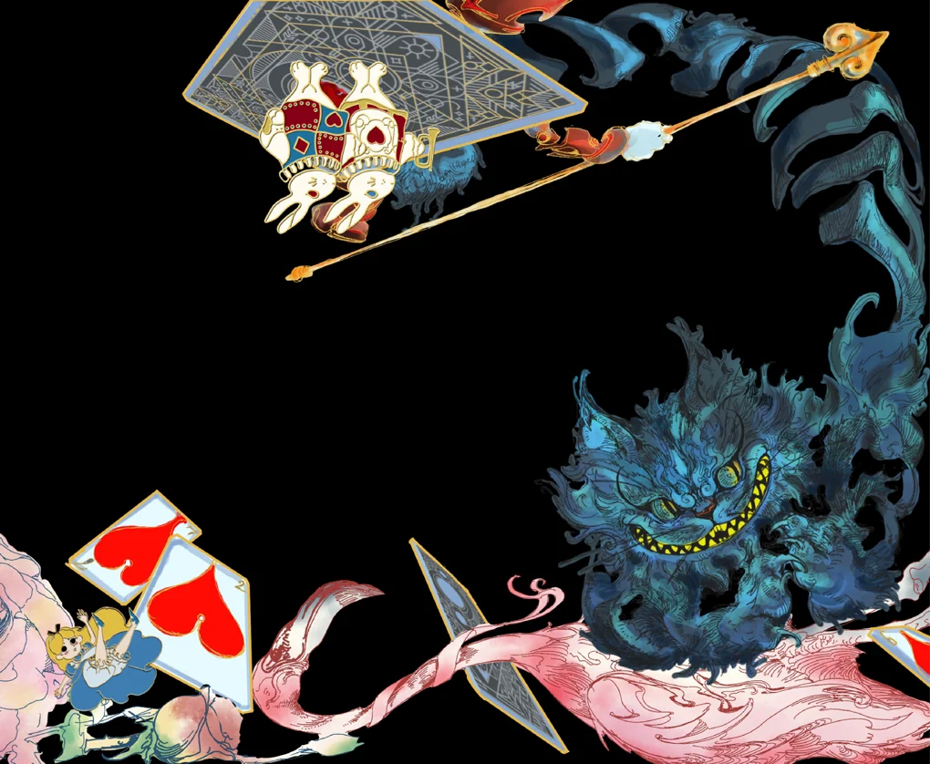 Whimsical Alice Wonderland Mouse Pad from multiple angles, showcasing its enchanting, vibrant dreamscape illustrations perfect for creative spaces.