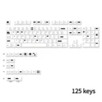A quirky Alteration PBT Keycap Set, crafted from durable PBT, features its distinctive white-out design and clean lines, shown from multiple angles.