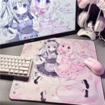 Detailed views of the Amairo Chocolate Gaming Mouse Pad, showcasing its unique characters-themed gaming surface and whimsical dessert design, a sweet desk tribute.