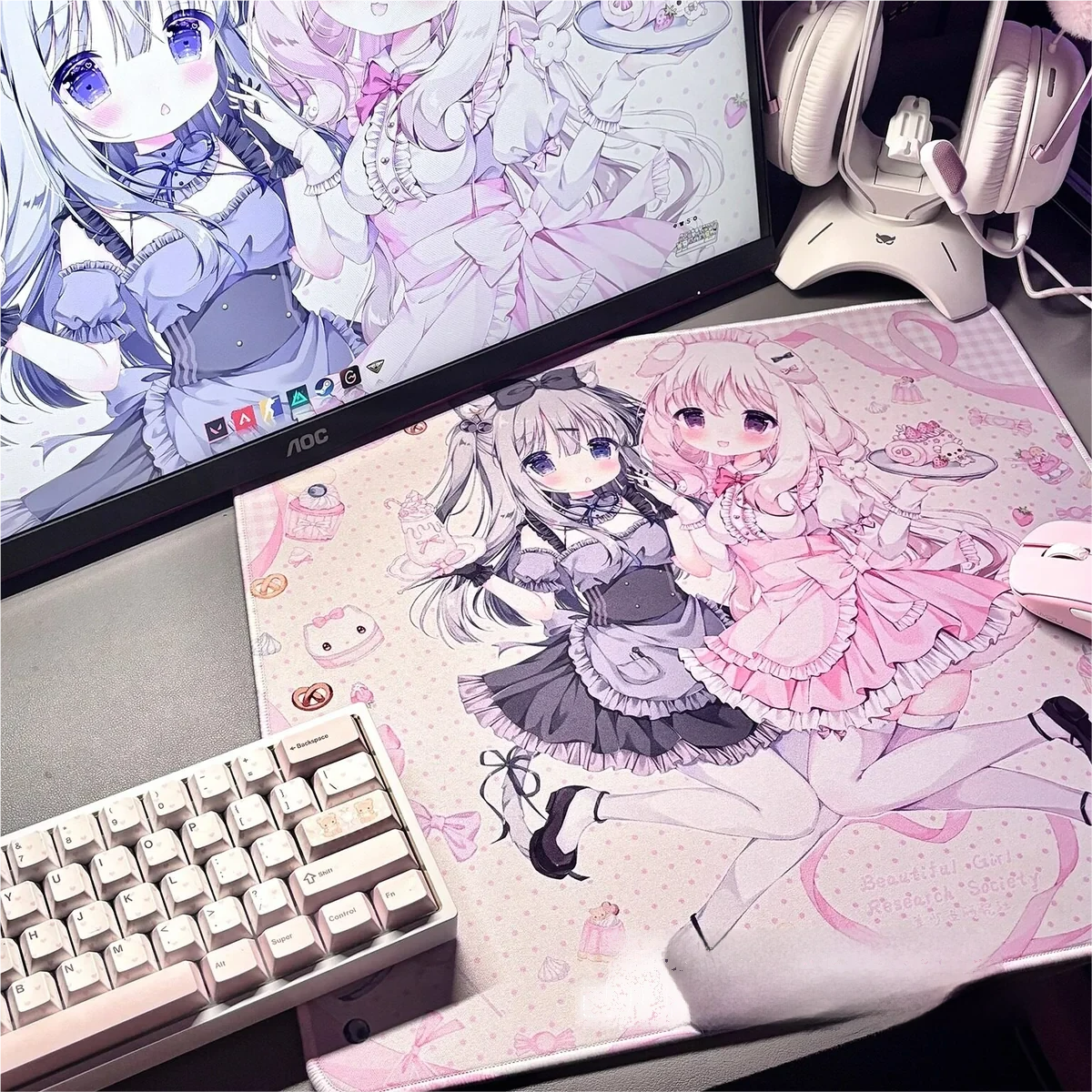 Playful Amairo Chocolate Gaming Mouse Pad with rich characters tones and sweet dessert motifs. A unique gaming surface, it enhances desk aesthetics.
