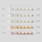 A vibrant collection of durable PBT arcade keycaps set showcasing retro pixel art designs from multiple angles, perfect for an immersive gaming experience.