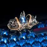 Hand-painted resin Arthas Menethil keycap, a dark fantasy Warcraft art piece with intricate details capturing Arthas's formidable presence.