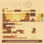 Full 158-key Autumn Serenity PBT dye-sub keycap set, showcasing warm fall colors and tranquil leaf designs in Cherry profile for your keyboard.