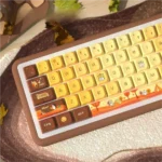 Autumn Glow MDA PBT Dye-Sub Keycap Set from a new angle, showcasing its warm, earthy tones and subtle artistic seasonal motifs.