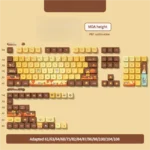 Autumn Glow MDA PBT Dye-Sub Keycap Set detail, showing warm, earthy tones and intricate seasonal dye-sub legends. An artistic Autumn keycap view.