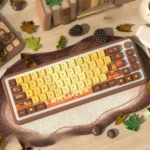 Autumn Glow MDA PBT Dye-Sub Keycap Set displayed with warm, earthy tones, showcasing its unique autumn theme and artistic design.