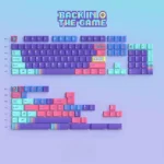 Back In The Game vibrant retro gaming PBT keycap set, showcasing playful pixel art, classic arcade motifs, and nostalgic designs.