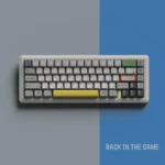 A vibrant, pixel-inspired Back In The Game PBT keycap set, playfully evoking nostalgic retro gaming memories from a dynamic angle.