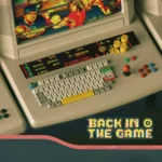 A collection of vibrant Back In The Game retro gaming PBT keycaps set from various angles, showcasing their pixel-inspired designs that evoke classic arcade.