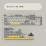 Experience the Back In The Game retro gaming PBT keycap set from a fresh angle, revealing vibrant pixel art and nostalgic arcade console memories.
