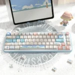 Vibrant PBT Dye-Sub Beach Summer Keycap Set. Playful blues, sandy, evoke sunny beach waves. Your perfect beach keycap set.