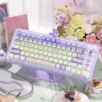 Vibrant and unique Birthday Keycaps Set, a PBT MDA profile set with playful illustrations of cakes, balloons, and gifts.
