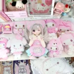 An elegant BJD Pink Desk Mat, extra-large and crafted from smooth PU leather, is beautifully displayed from an angle, enhancing a premium desktop aesthetics.