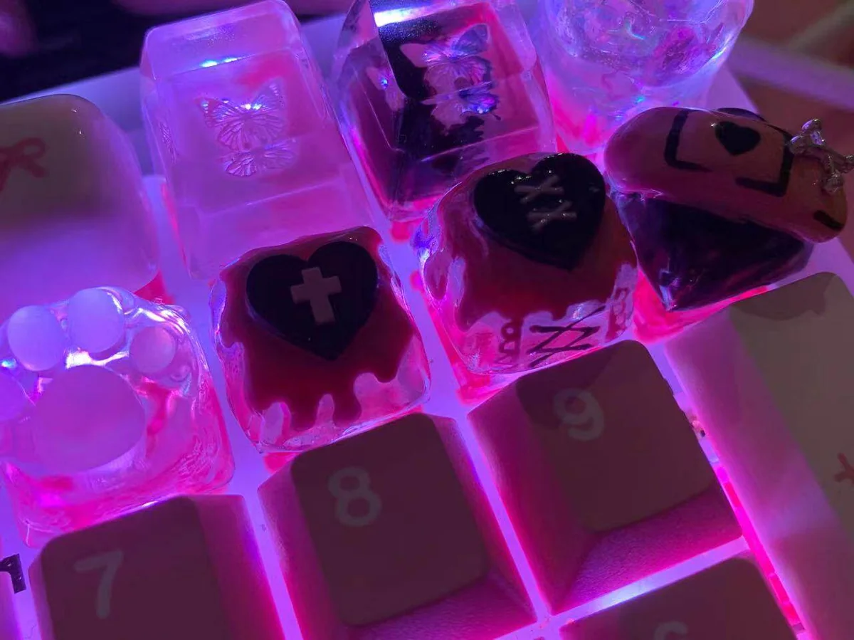 Close-up of a charming, handcrafted Blackberry Cookie Artisan Keycap, showcasing its exquisite texture and intricate details from a unique angle.