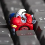 Unique handcrafted Boxer Rhino ESC keycap in multiple gallery views. Showcases fierce translucent resin, intricate details, and vibrant backlit glow.