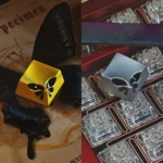 Exquisite butterfly keycap, a premium artisanal keyboard upgrade, displayed with its delicate metallic butterfly design and intricate detailing setup.