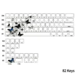 Ethereal butterfly side-lit PBT keycaps set on a keyboard, showing their stunning illuminated butterfly design from various angles.