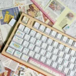 Playful Candy PBT Keycaps Set close-up, revealing durable PBT and vibrant dye-sublimated sweet treat designs. A delightful keyboard aesthetic.