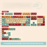 Close-up of vibrant Whimsical Cat Circus PBT Dye-Sub Keycaps Set, highlighting playful cat characters and bright, joyful colors on the artistic keycap.