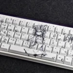 Whimsical cat ear girl keycaps set showcasing original anime girl artistry from various playful angles, highlighting exclusive character designs.