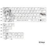 Multiple angles of the exclusive Vibrant Cat Ear Girl Cherry Keycap Set , showcasing the detailed anime art and translucent, side-engraved legends.