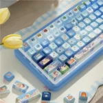 Vibrant MDA PBT dye-sub keycaps from the Whimsical Cat Adventure set, featuring playful cat characters engaged in imaginative scenes.