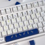 Celestial Constellation PBT Keycaps Set, multiple angles showing intricate starry night and astrological designs. Durable PBT for cosmic artistry.