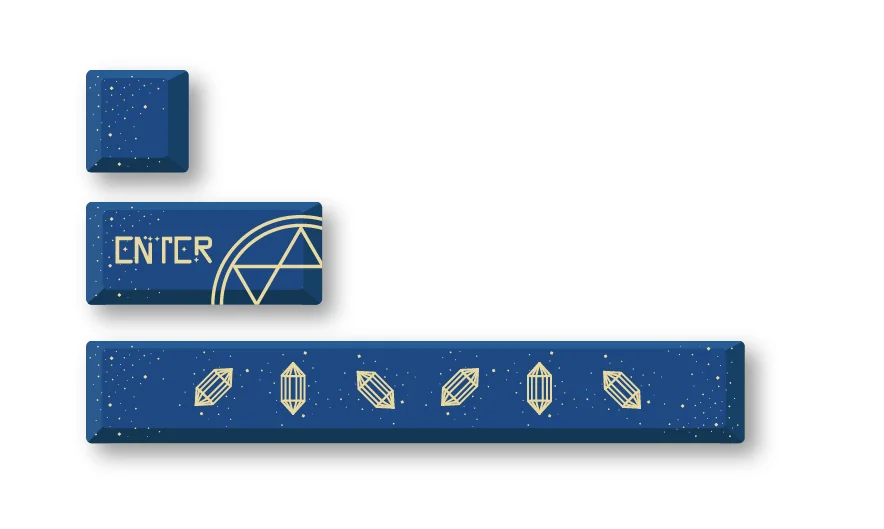 Celestial Constellation PBT Keycaps Set from multiple angles, showcasing vibrant starry night astrology. Durable PBT for cosmic artistry.