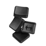 CFX PLUS Durable PBT Kailh Choc Keycaps in sleek black and white, shown from multiple low-profile angles for Kailh Choc V1 switches.