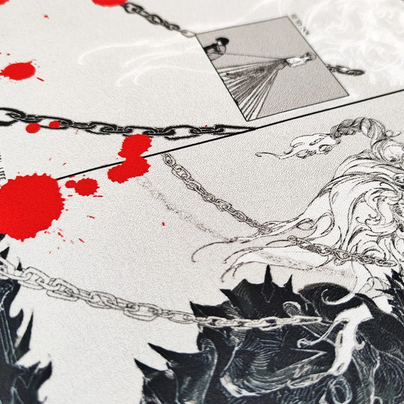 High-resolution detail of the Chainsaw Man waterproof gaming mouse pad, emphasizing its premium textured surface and vibrant artwork.