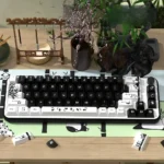 Charming Panda PBT Dye-Sub Keycaps Set, showcasing a playful and minimalist black and white panda design for a clean keyboard aesthetic.