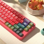 Vibrant Chinese Zodiac PBT dye-sub keycaps set in an artistic close-up, highlighting intricate animal illustrations and traditional cultural motifs.