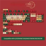 Enchanting Christmas Night PBT keycaps set, 138 original height keys vividly dye-sublimated with festive motifs and scenes, evoking cozy holiday design.