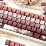 Artistic view of translucent Closer Heart Series Keycap Set, featuring subtle motifs for an intimate, personalized keyboard aesthetic.