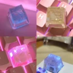 Vibrant, translucent Crushed Ice Keycap, handmade with a refreshing texture and sparkling crystal filling, offering a cool summer treat for your keyboard.