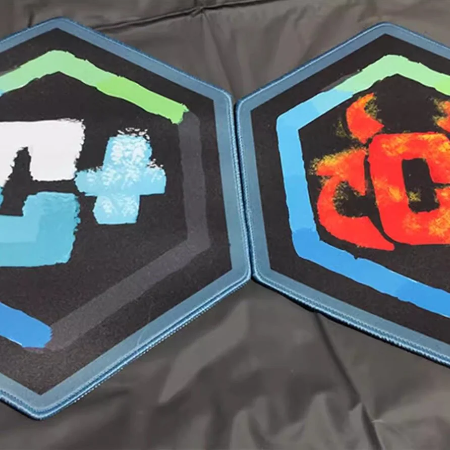 Artistic CS2 themed mousepad with a unique irregular shape, showcasing dynamic in-game visuals for an exclusive gaming experience.