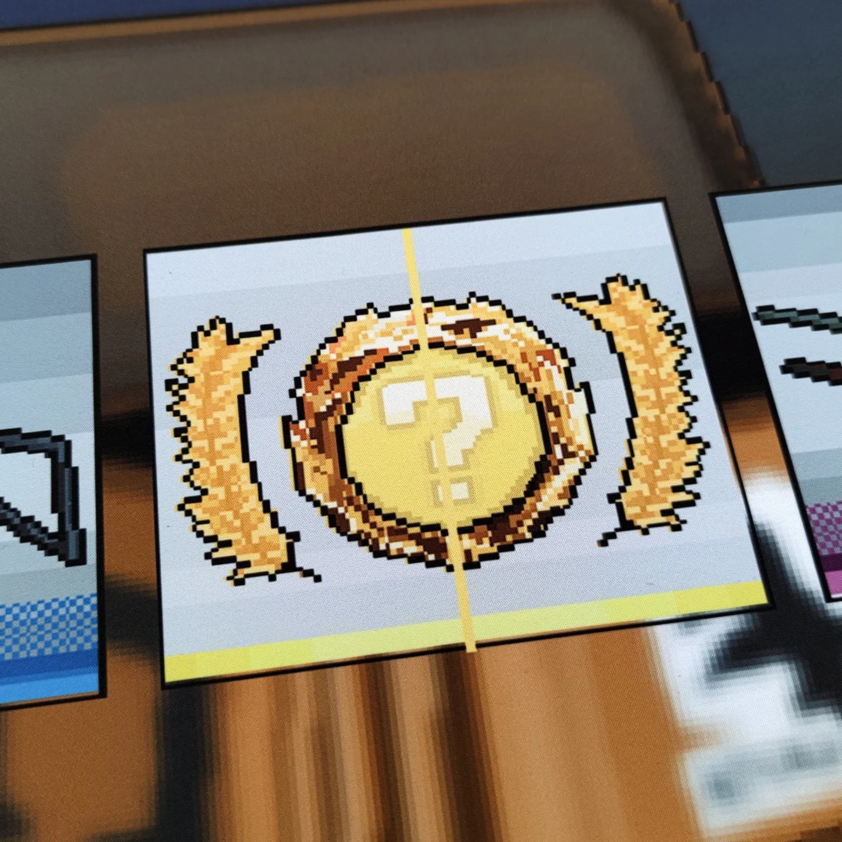 This vibrant pixel art CSGO mousepad, shown from a different angle, highlights the golden drop unboxing thrill with playful detail.