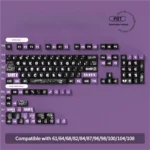 Mischievous Dark Devil PBT keycaps set, captured from a unique angle, highlighting playful devil motifs and gothic-inspired accents for gamers.