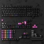 Artisan Day of the Dead PBT skull keycaps set, intricately detailed from multiple angles, highlighting their unique cultural design and elegant, artistic design.