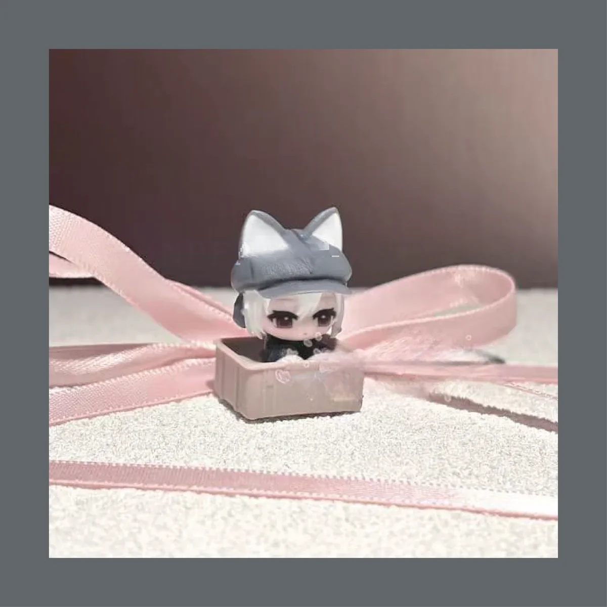 Handcrafted Delta Force Luna artisan keycap, showcasing its intricate sculpted details and premium dark, playful feline design.