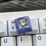Tanjiro Kamado Premium Titanium Demon Slayer Artisan Keycap, showcasing vivid character art on polished, vibrant anodized titanium alloy.