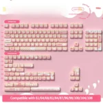 Detailed views of the Premium PBT MDA Dessert Rabbit Keycap Set, showcasing its adorable pastel pink and yellow gradient and whimsical dessert rabbit.