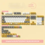 Detailed shot of the Playful Dog Theme PBT Keycaps Set, featuring charming dog illustrations and paw prints on vibrant Cherry profile keycaps.