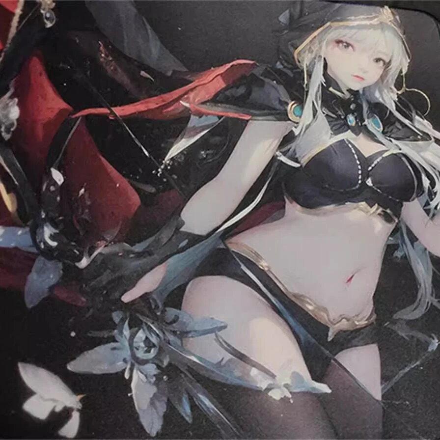 Dynamic view of the large Dota 2 Drow Ranger gaming mouse pad, highlighting its vibrant dark fantasy art, anti-slip base, and smooth waterproof surface.